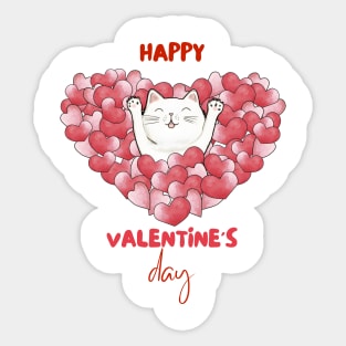 Cute Cat Happy Valentines Days Sticker